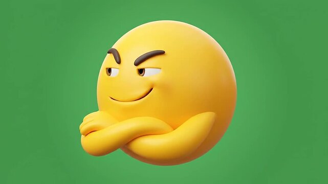 Six 3d emoticons with smug expressions on green background