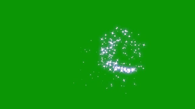 Magic glitter sparkle trail, doodle cartoon twinkling stars with glitter burst effect, blinking cartoon stars, magical dust, twinkling glitter stars line animation on green screen. 4k video