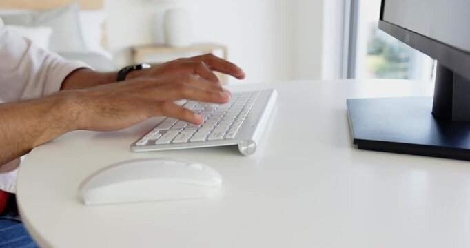 Lifestyle videos indoor of people doing activities at home, using computer mouse and keyboard, perso