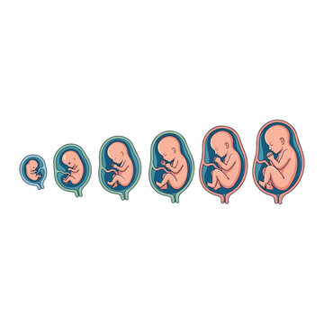 Human fetus development stages showing pregnancy growth and embryo cycle