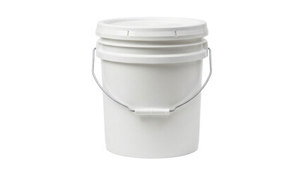 Empty plastic bucket with a sturdy metal handle on transparent background © Himel