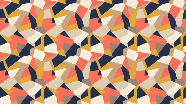 Seamless geometric polygon pattern with colorful abstract shapes