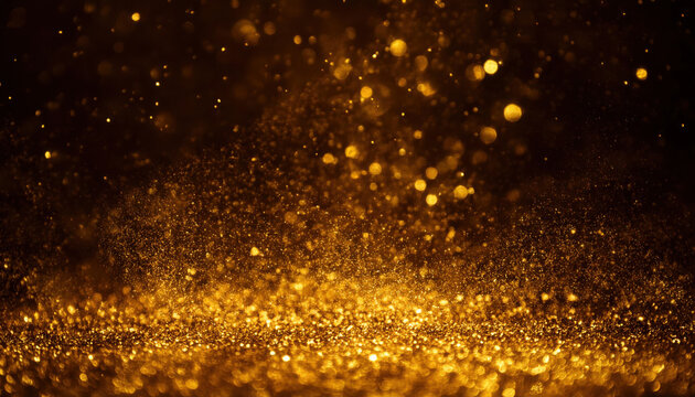 Celebrate the season with shimmering golden particles on a dark background for Christmas and New Year festivities
