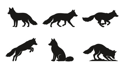 Obraz premium A vector of foxes in varied poses showing animal action and behavior