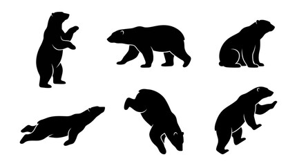 Fototapeta premium A collection vector of polar bears in various poses for wildlife design