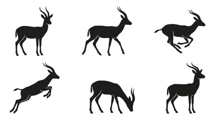 Fototapeta premium A detailed vector of gazelles showcasing various postures in natural movement