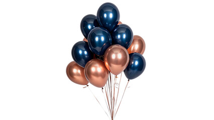 Bunch of shiny blue and golden helium balloons on transparent background © James