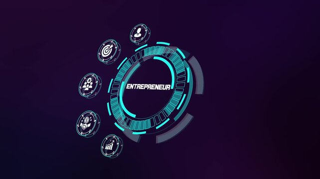 Entrepreneur Startup Growth Concept with Futuristic Neon Business Analytics.