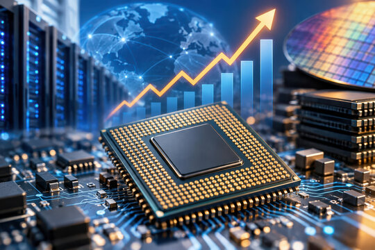 Microchip semiconductor industry chip prices rising AI infrastructure memory chips microcontrollers hardware sourcing global supply chain trend and growth chart visualization for technology market