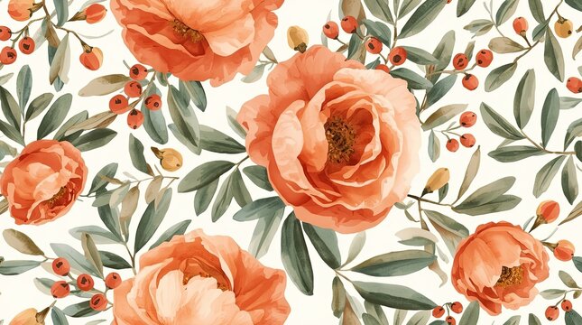 Watercolor Orange Flower Background
