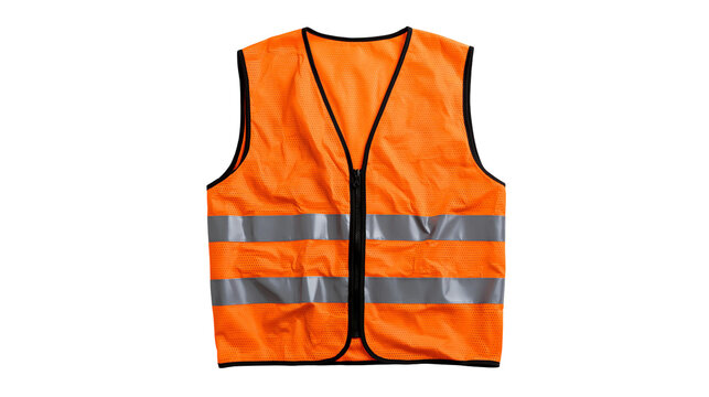 Bright orange high visibility safety vest with reflective silver stripes and zipper