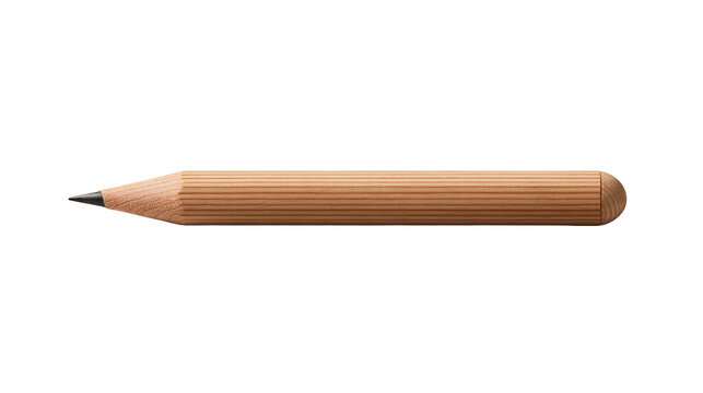 Natural wooden pencil with ribbed texture and sharpened graphite lead tip