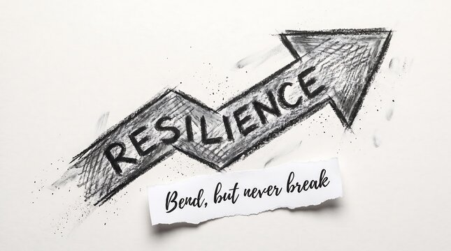 Resilience concept with upward arrow and message about recovery after setbacks
