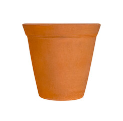 brown terracotta plant pot isolated on white background