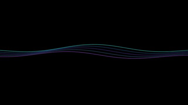 Abstract waves flowing in parallel harmony with smooth neon gradient lines moving across dark minimalist background.
