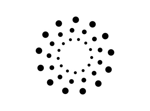 Black Circular Dot Explosion Burst Texture Graphic Element Isolated On White