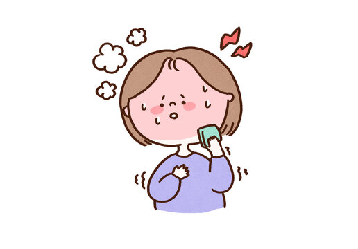 Middle-aged woman suffering from hot flashes and headaches, menopause symptoms or poor health concept