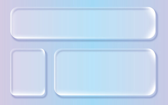 3D Liquid glass morphism smartphone interface. UI UX light frame rounded square and circle elements with a glow stroke. Collection design widget for phone and website.
