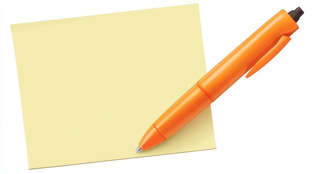 white background, a sticky note with an orange marker