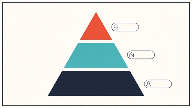 Three Step Pyramid Diagram Infographic Template with Icons for Business Presentation Data Visualization