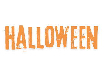 Orange grunge Halloween text typography isolated on black background © Silvi