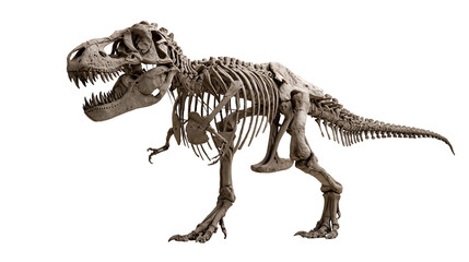 Complete Tyrannosaurus Rex dinosaur skeleton fossil with sharp teeth and tail © Ari