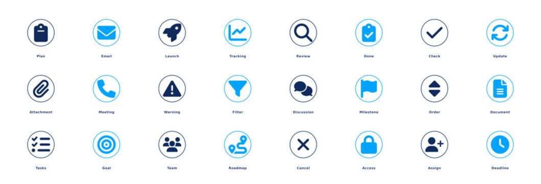 Set of modern flat icons showing various app functions and symbols Vector, illustration