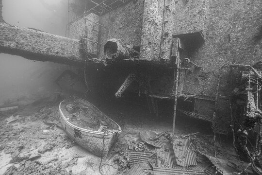 Rescue boat at Salem Express wreck in the Red Sea, Egypt