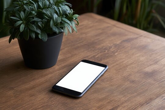 Blank smartphone screen mockup on background