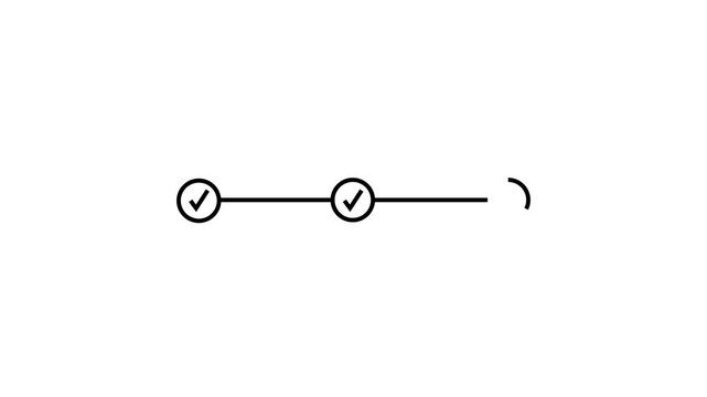 3 step process with check mark icon animation. Step-by-step process icon black check mark animation with background with alpha.
