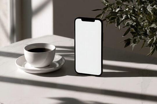 Blank smartphone screen mockup on background