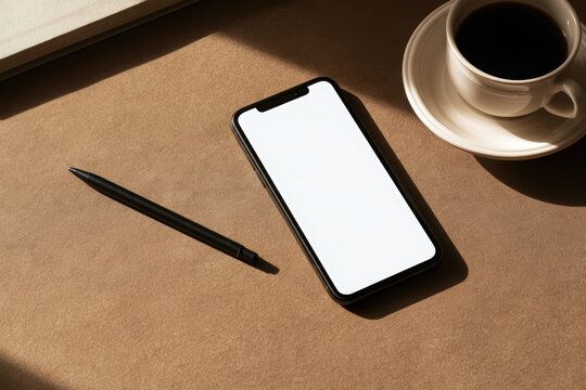 Blank smartphone screen mockup on background