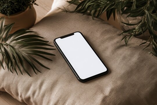 Blank smartphone screen mockup on background