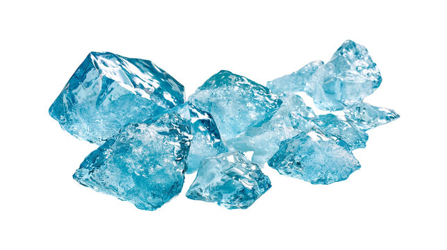 Translucent blue glass shards and jagged crystal fragments