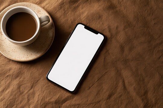 Blank smartphone screen mockup on background