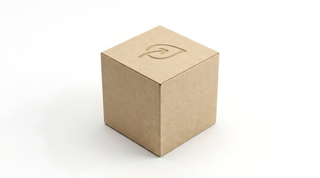 Brown cardboard box with eco-friendly delivery logo for sustainable packaging and shipping