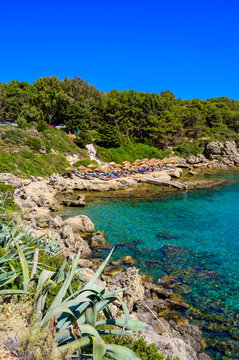 Greek Paradise: Scenic coastline at Plaka Beach near Anthony Quinn Bay Rhodes