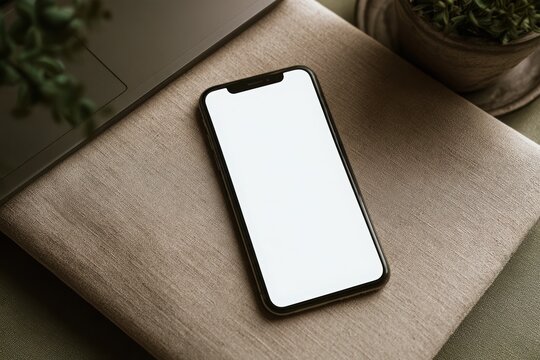 Blank smartphone screen mockup on background