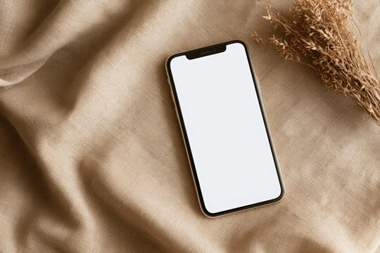 Blank smartphone screen mockup on background