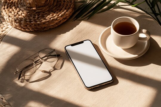 Blank smartphone screen mockup on background