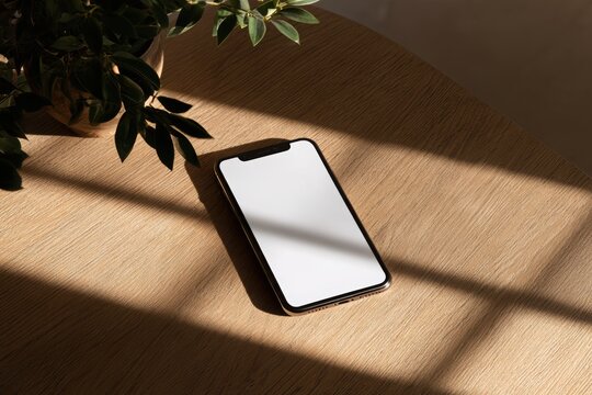 Blank smartphone screen mockup on background