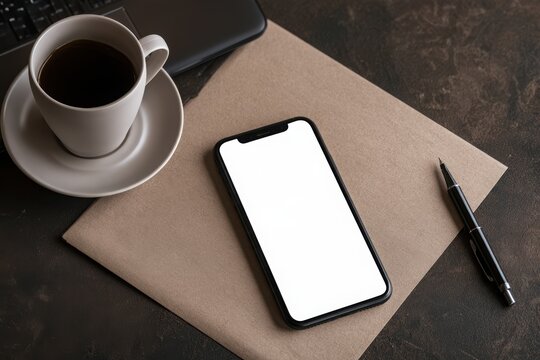 Blank smartphone screen mockup on background