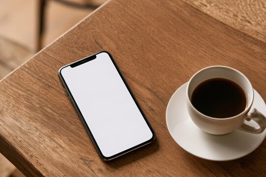 Blank smartphone screen mockup on background