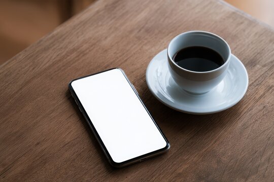 Blank smartphone screen mockup on background