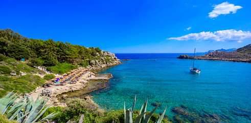Greek Paradise: Scenic coastline at Plaka Beach near Anthony Quinn Bay Rhodes © Simon Dannhauer