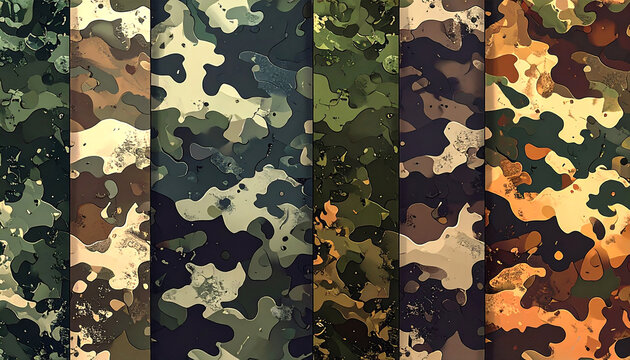 Seamless loop of animated military camouflage textures
