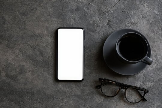 Blank smartphone screen mockup on background