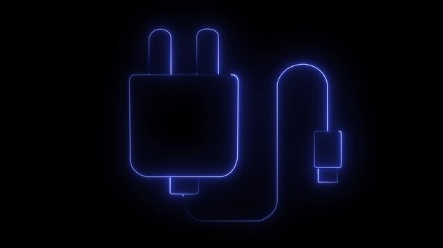 Blue glowing usb power adapter and cable illustration