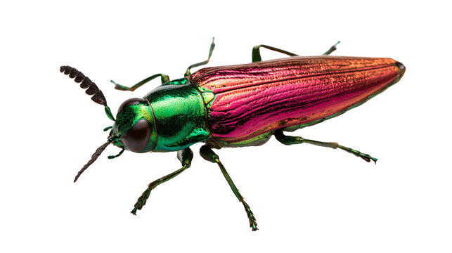 Iridescent green and copper metallic buprestid jewel beetle