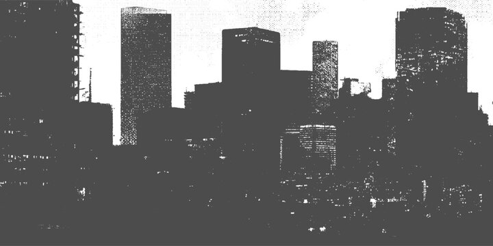 Urban Halftone Grunge Texture Vector with Subtle Grain Noise, Distressed Dots, Rough City Effect and Transparent Background Overlay.